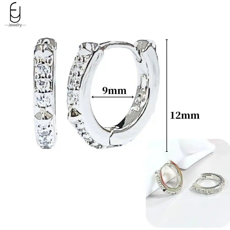 Pendientes de aro de plata de ley 925 con estilo de tachuelas puntiagudas