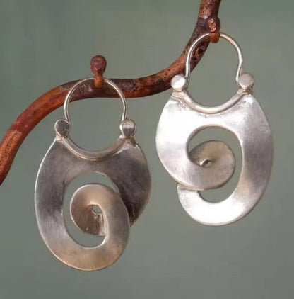 Pendientes Plateados Vintage con Espiral