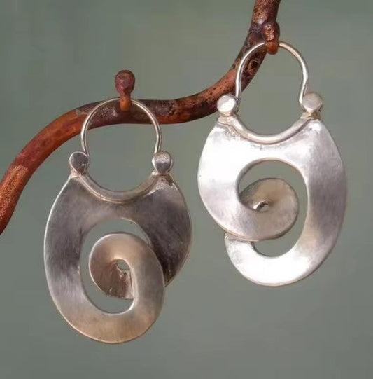 Pendientes Plateados Vintage con Espiral