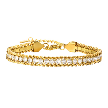 Pulsera de Acero Inoxidable con Cadena de Circonio