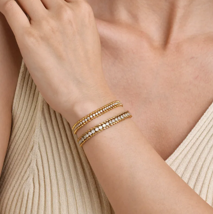 Pulsera de Acero Inoxidable con Cadena de Circonio