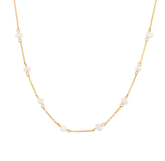 Conjunto de Collar y Pulsera de Perlas en Acero Inoxidable