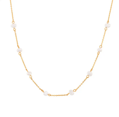 Conjunto de Collar y Pulsera de Perlas en Acero Inoxidable