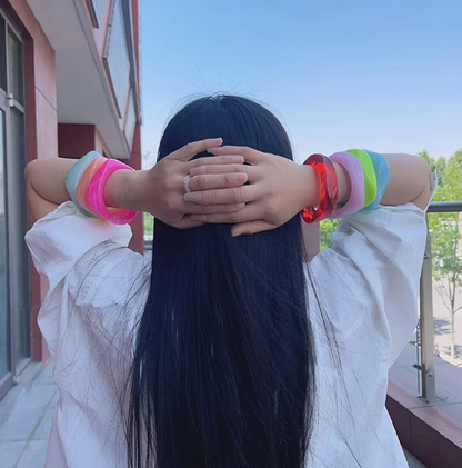 Pulsera Cuadrada Colorida en Acrílico