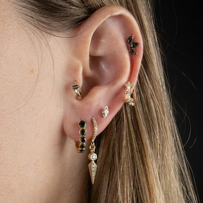 Pendientes de aro de plata de ley 925 con estilo de tachuelas puntiagudas