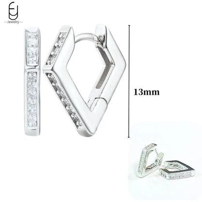 Pendientes de aro de plata de ley 925 con estilo de tachuelas puntiagudas