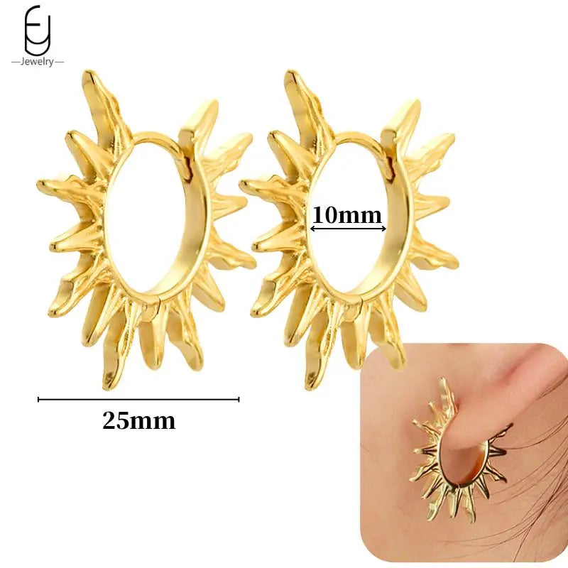 Pendientes de aro de plata de ley 925 con estilo de tachuelas puntiagudas