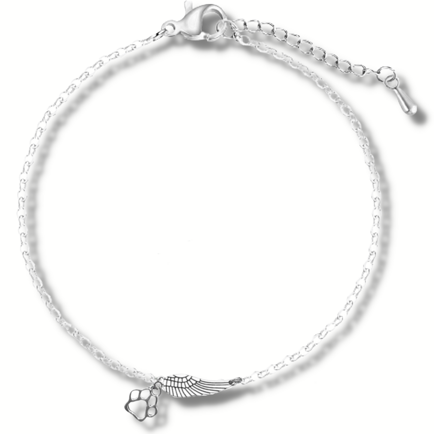 Pulsera Memorial en Plata con Ala de Ángel y Huella | Hecha a Mano
