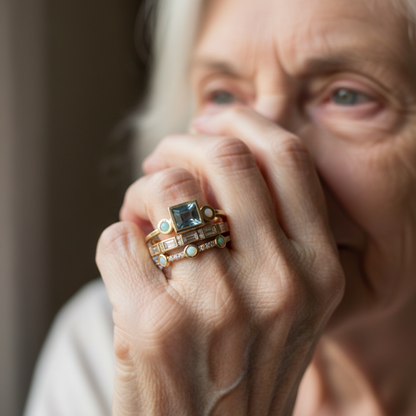 Conjunto de Anillos Vintage con Cristales Azules