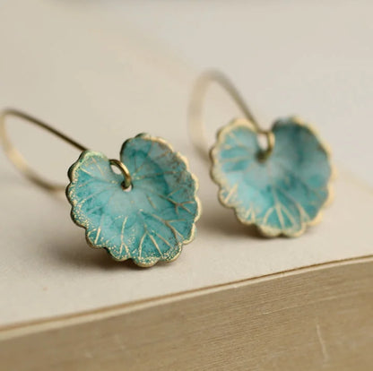 Pendientes vintage en forma de hoja azul