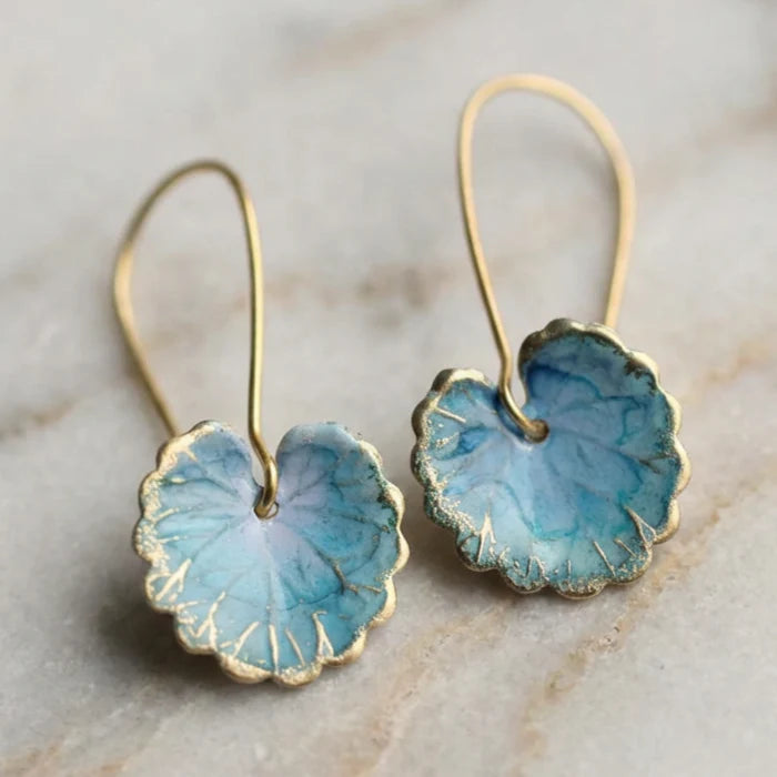 Pendientes vintage en forma de hoja azul
