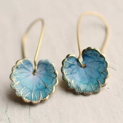 Pendientes vintage en forma de hoja azul