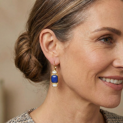 Pendientes Vintage en Azul y Oro