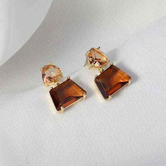 Pendientes Elegantes de Cristal del Desierto en Oro