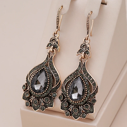 Pendientes Elegantes en Cristal Negro Mandala