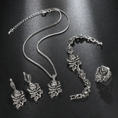 Conjunto Elegante en Plata con Circonita