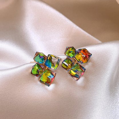 Pendientes Multicolores de Circonita en Oro Elegante