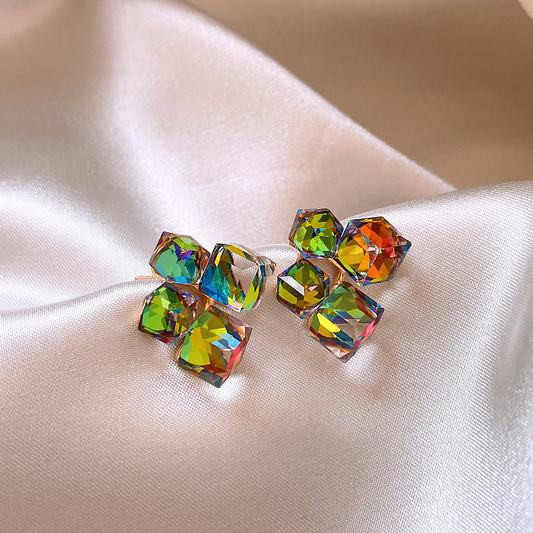 Pendientes Multicolores de Circonita en Oro Elegante