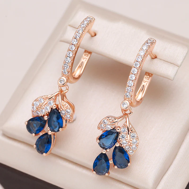 Pendientes Elegantes con Cristales Azules