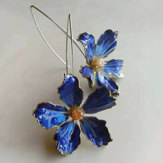 Bliss - Pendientes Vintage Flor Azul