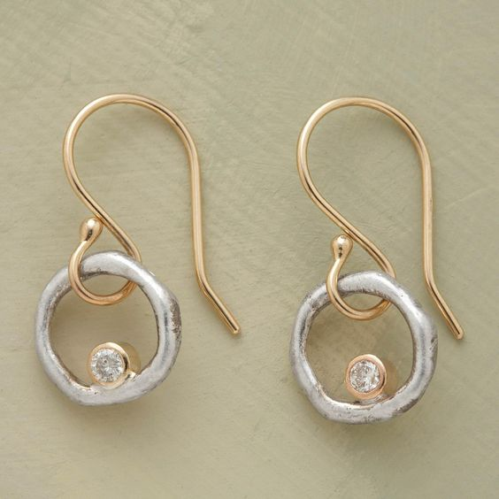 Pendientes Vintage en Oro y Plata con Circonita