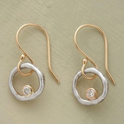 Pendientes Vintage en Oro y Plata con Circonita