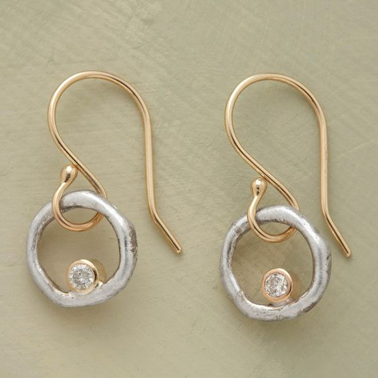 Pendientes Vintage en Oro y Plata con Circonita