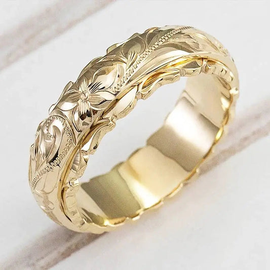 Anillo Vintage Dorado con Flor