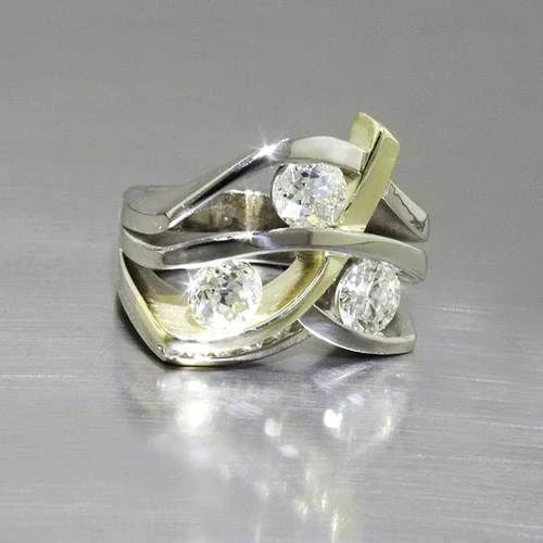 Anillo Vintage en Oro y Plata con Circón