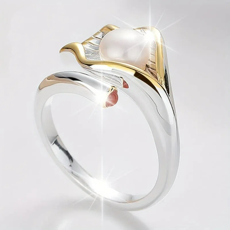 Anillo Vintage en Oro y Plata con Perlas