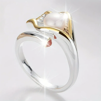 Anillo Vintage en Oro y Plata con Perlas