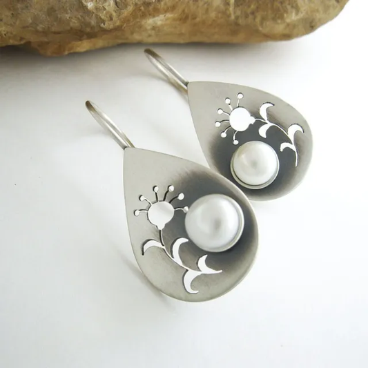 Pendientes Vintage con Flor y Perla