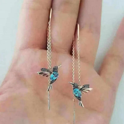 Pendientes con Colibrí en Esmalte y Zirconias