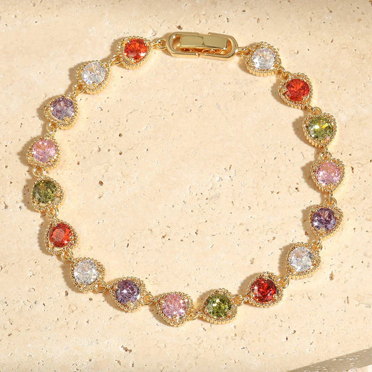 Pulsera Vintage Oro Corazón Amor Arcoíris