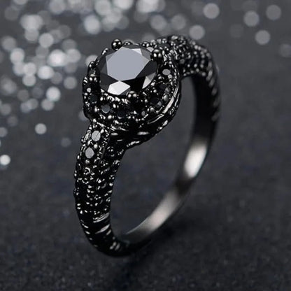 Anillo vintage de cobre con piedra negra