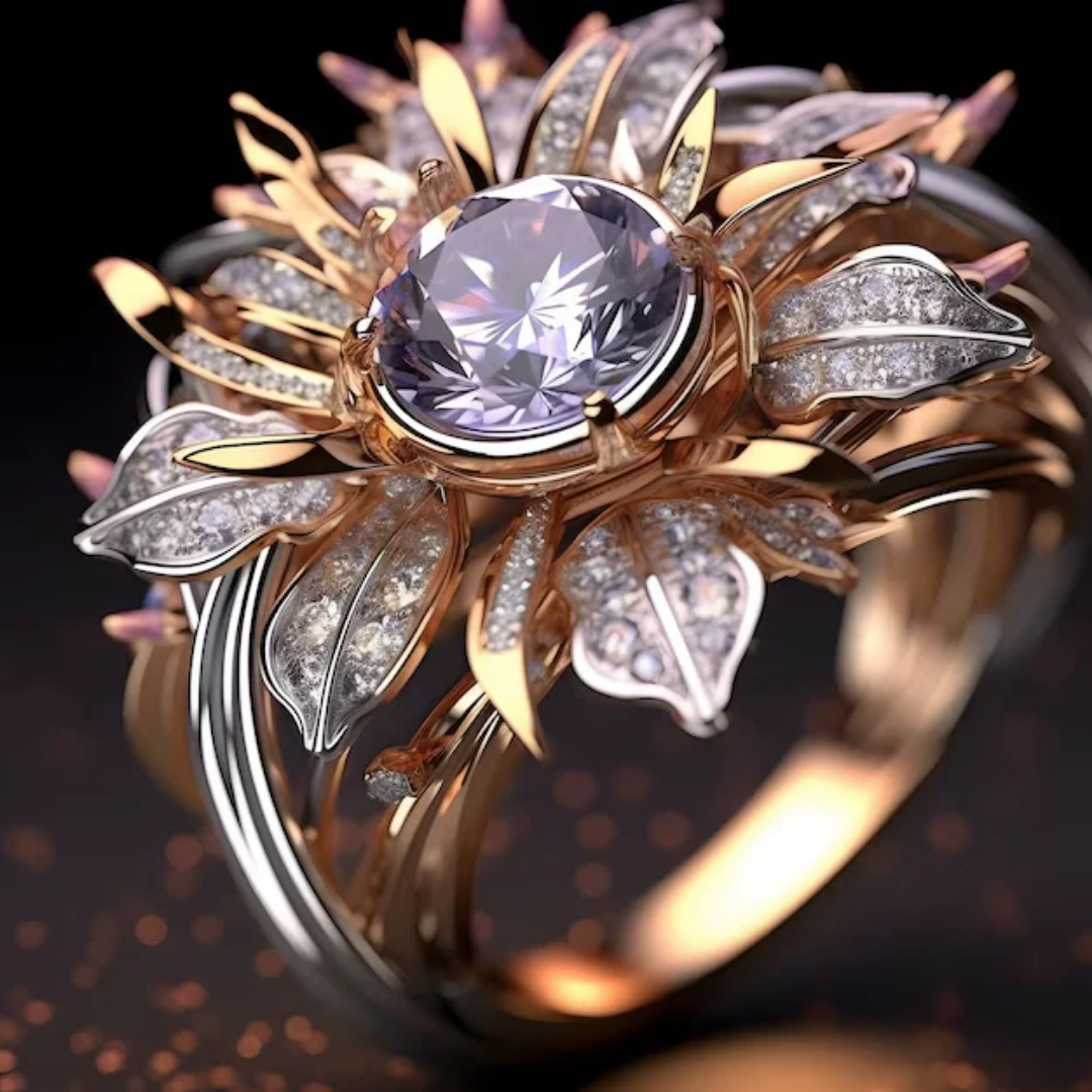 Anillo Exótico Flor Violeta