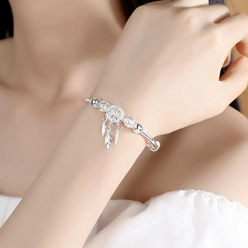 Pulsera Ajustable Atrapa Sueños en Plata